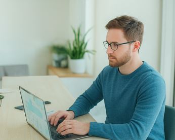 Team member analysing ads on laptop
